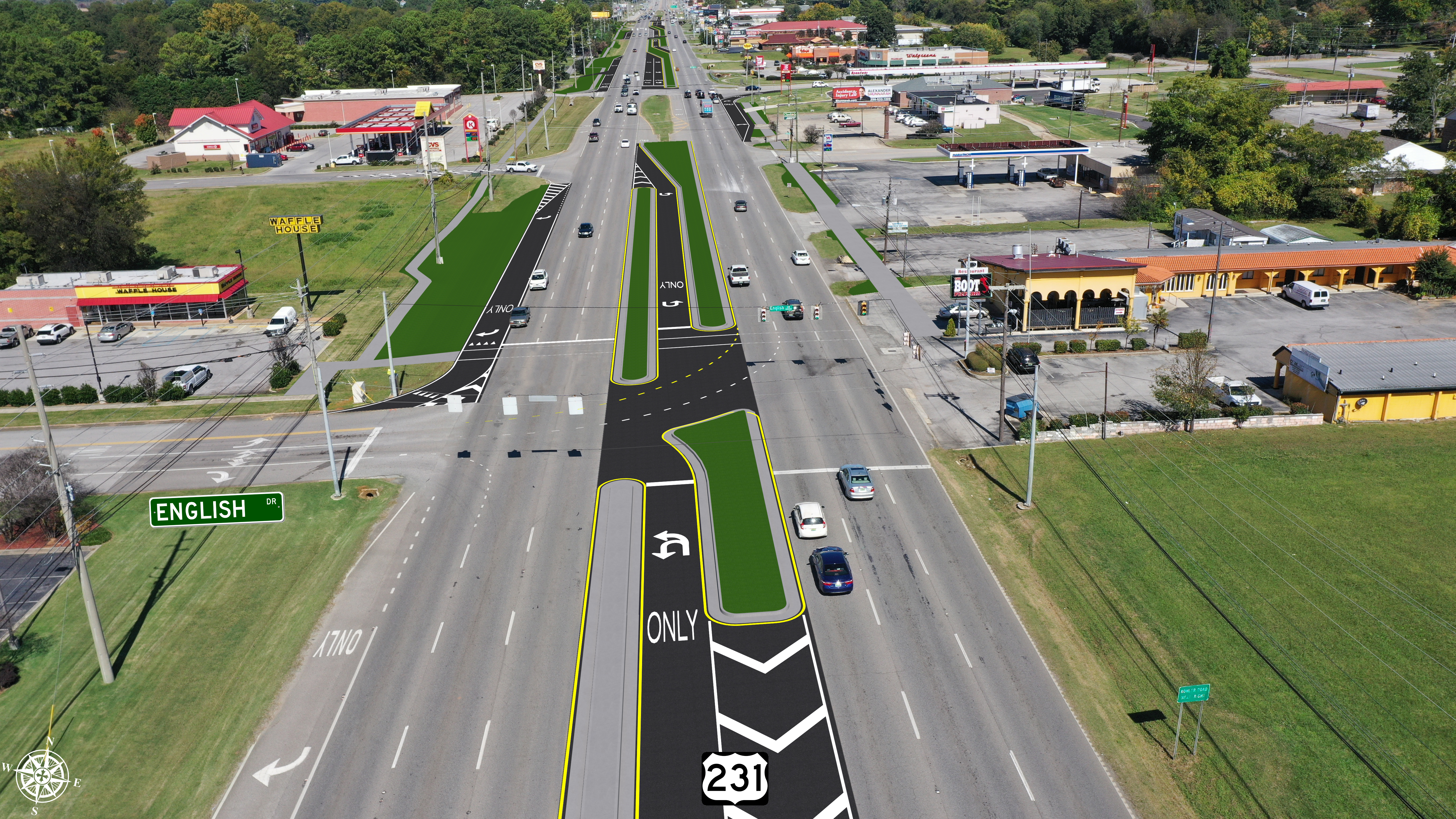 South Memorial Parkway (SR-53) at English Drive - Proposed - North View