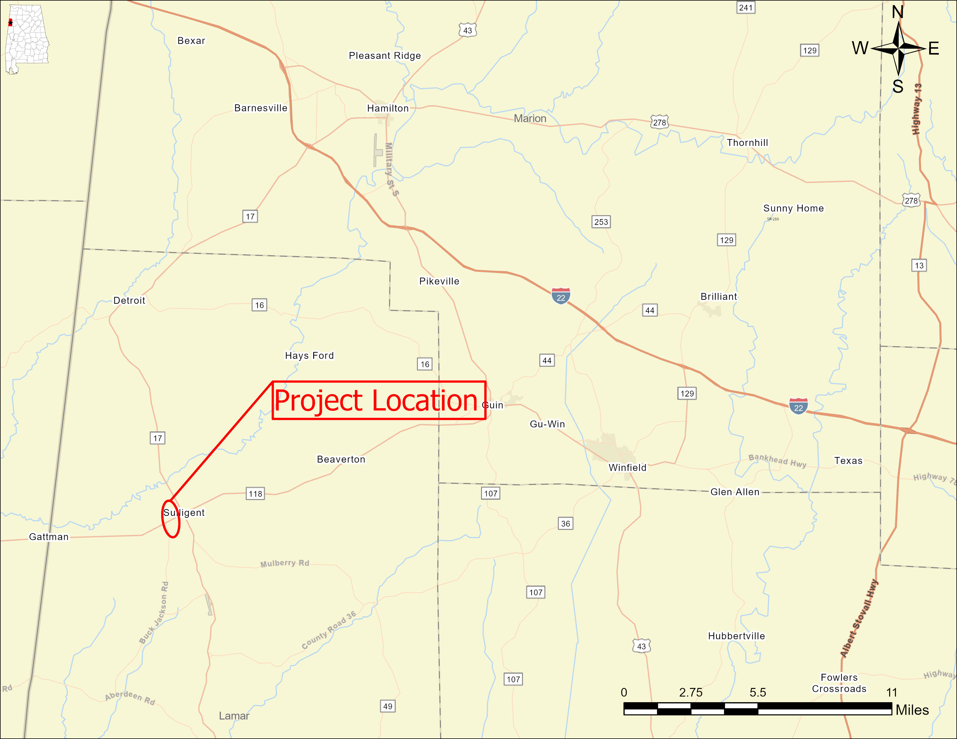 Bogue Creek Location Map