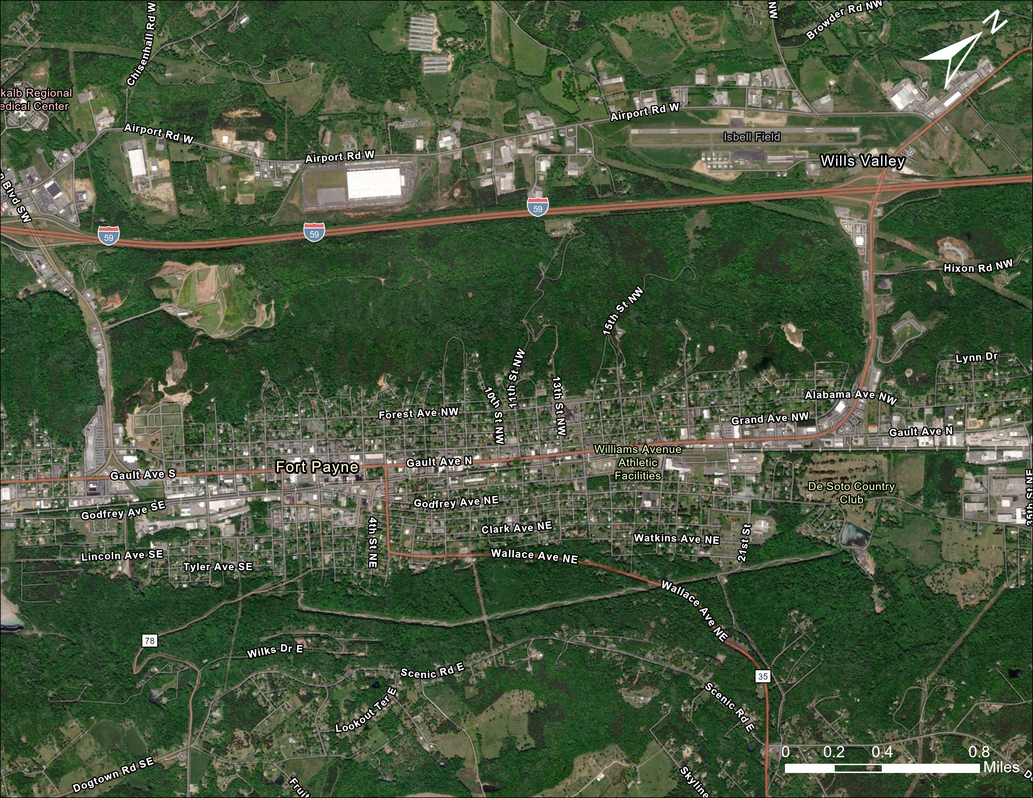 The image is showing a map of the area surrounding AL-35. AL-35 was identified to be a corridor of interest for improvements by the City of Fort Payne.  