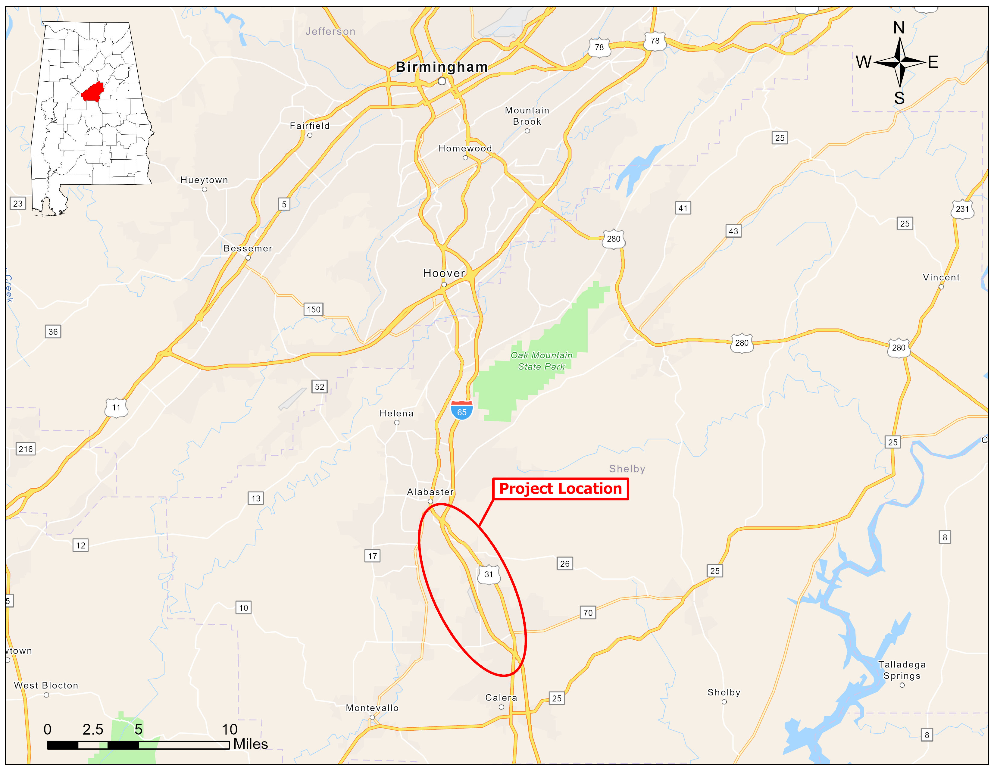 I-65 Widening Location Map